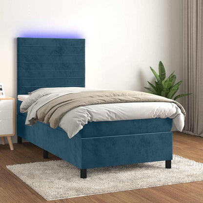 Boxspringbett mit Matratze & LED Dunkelblau 80x200 cm Samt