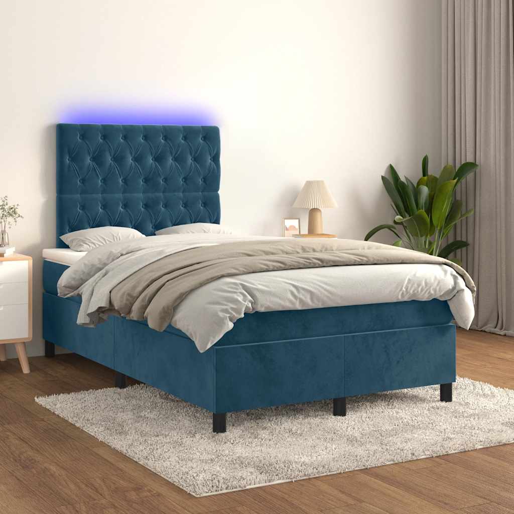 Boxspringbett mit Matratze & LED Dunkelblau 120x200 cm Samt