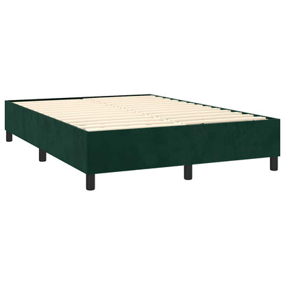 Boxspringbett mit Matratze & LED Dunkelgrün 140x190 cm Samt