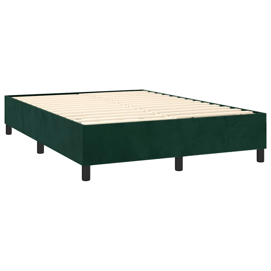 Boxspringbett mit Matratze & LED Dunkelgrün 140x190 cm Samt