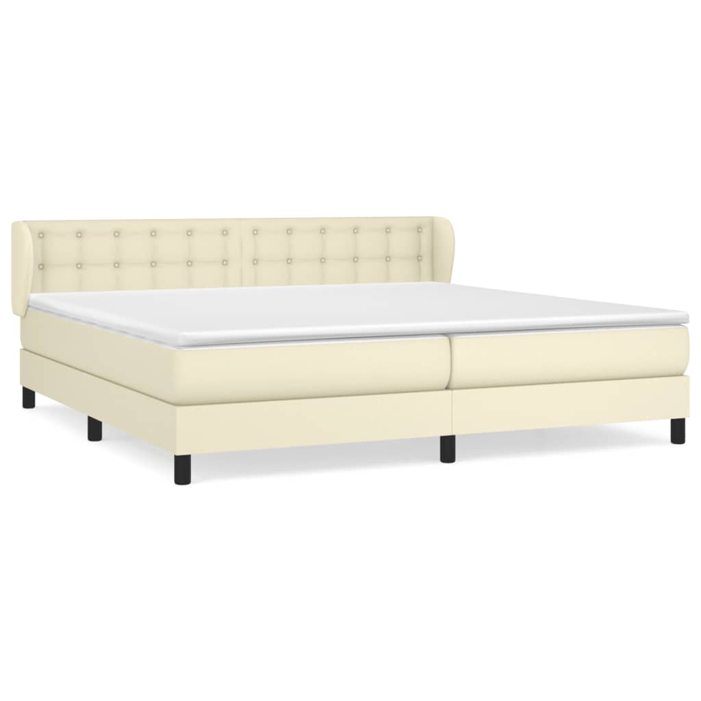 Boxspringbett mit Matratze Creme 200x200 cm Kunstleder