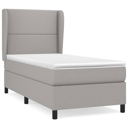 Boxspringbett mit Matratze Hellgrau 90x200 cm Stoff