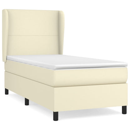 Boxspringbett mit Matratze Creme 100x200 cm Kunstleder