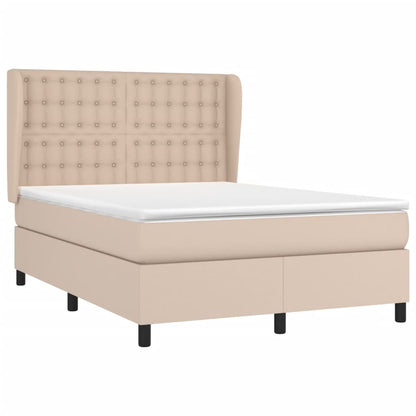 Boxspringbett Matratze Cappuccino-Braun 140x190cm Kunstleder
