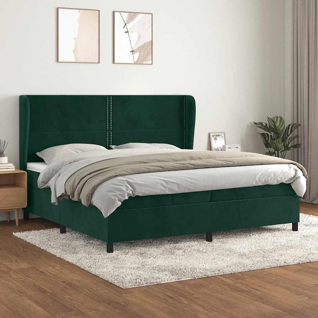 Boxspringbett mit Matratze Dunkelgrün 200x200 cm Samt