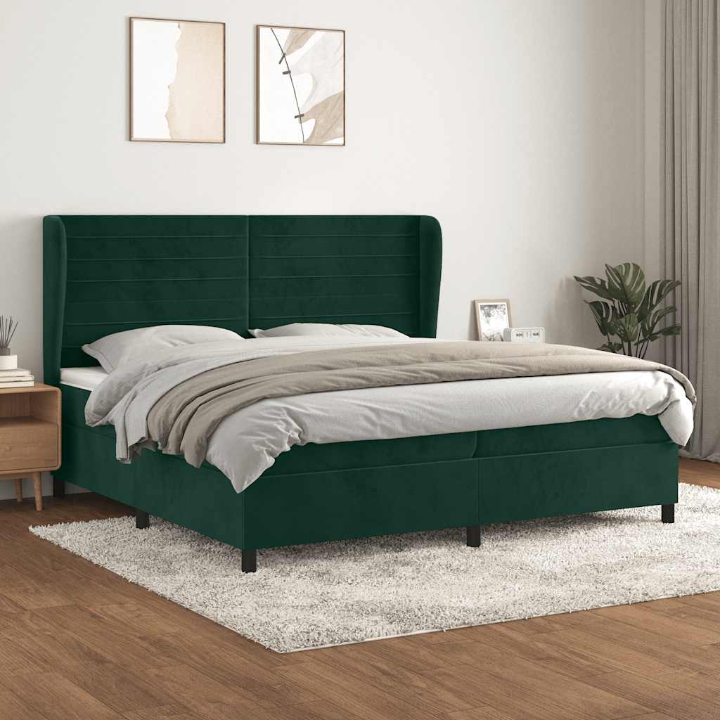 Boxspringbett mit Matratze Dunkelgrün 200x200 cm Samt