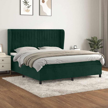 Boxspringbett mit Matratze Dunkelgrün 160x200 cm Samt