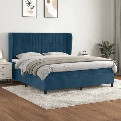 Boxspringbett mit Matratze Dunkelblau 160x200 cm Samt