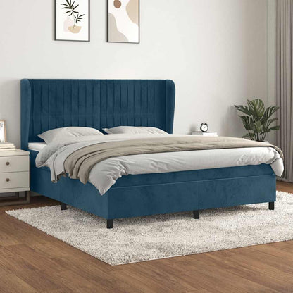 Boxspringbett mit Matratze Dunkelblau 180x200 cm Samt