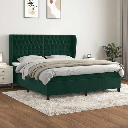 Boxspringbett mit Matratze Dunkelgrün 180x200 cm Samt