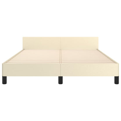 Bettgestell mit Kopfteil Creme 140x190 cm Kunstleder