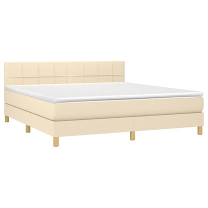 Boxspringbett mit Matratze Creme 180x200 cm Stoff