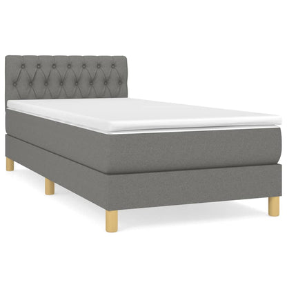 Boxspringbett mit Matratze Dunkelgrau 80x200 cm Stoff