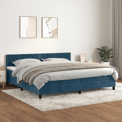Boxspringbett mit Matratze Dunkelblau 200x200 cm Samt