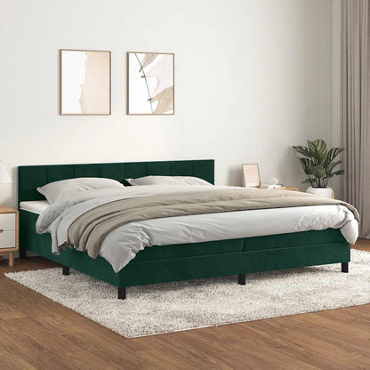 Boxspringbett mit Matratze Dunkelgrün 200x200 cm Samt