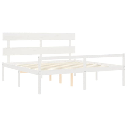 Seniorenbett mit Kopfteil 200x200 cm Weiß Massivholz