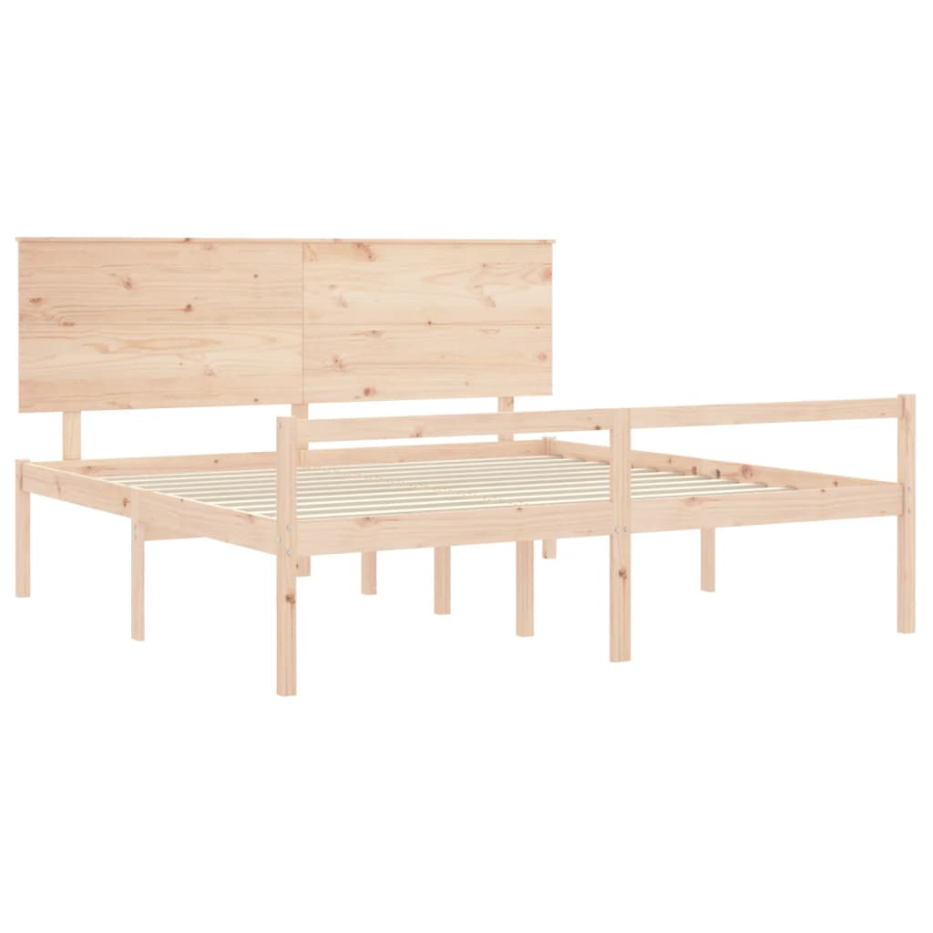 Seniorenbett mit Kopfteil Super Kingsize Massivholz