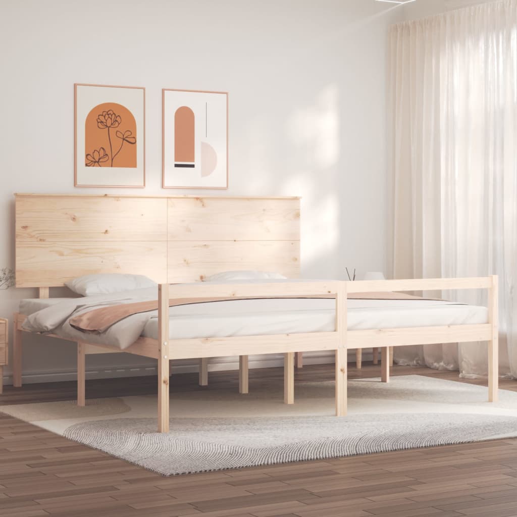 Seniorenbett mit Kopfteil Super Kingsize Massivholz
