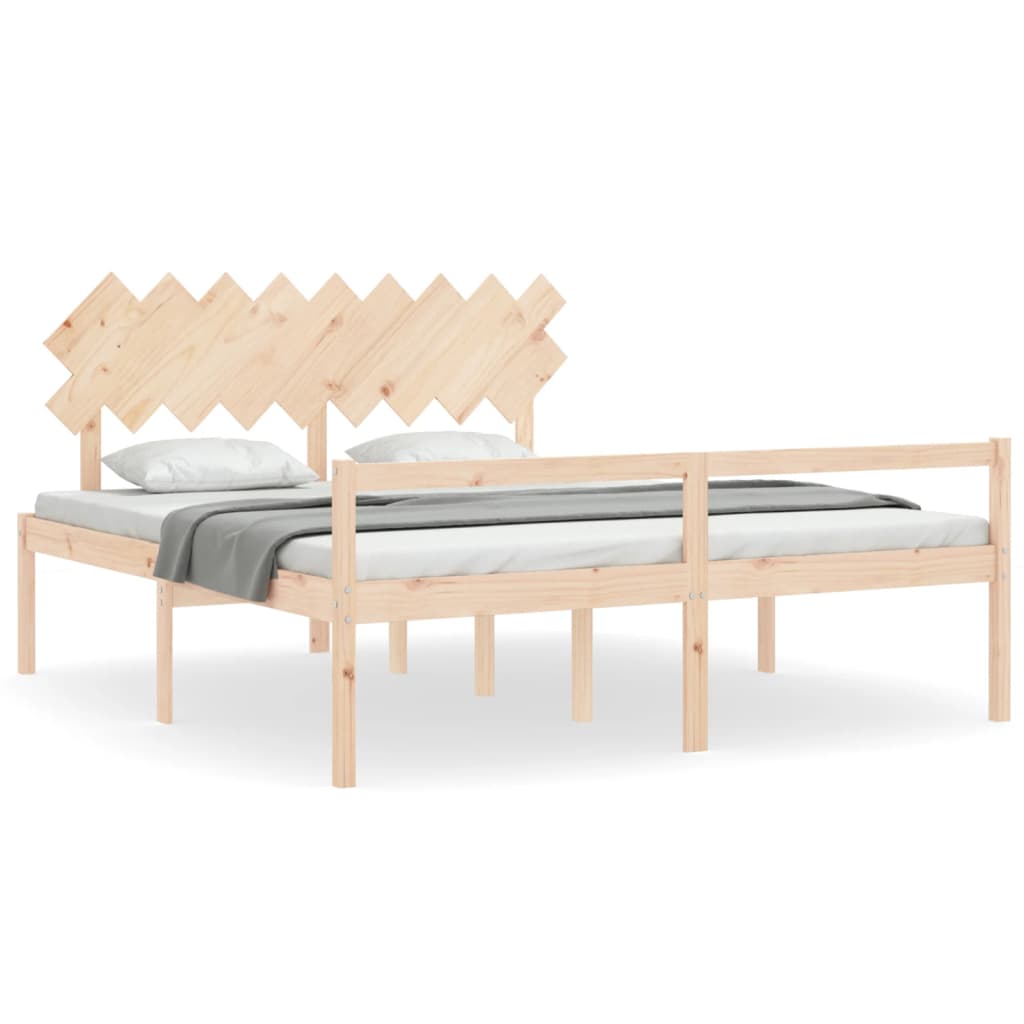 Seniorenbett mit Kopfteil Super Kingsize Massivholz
