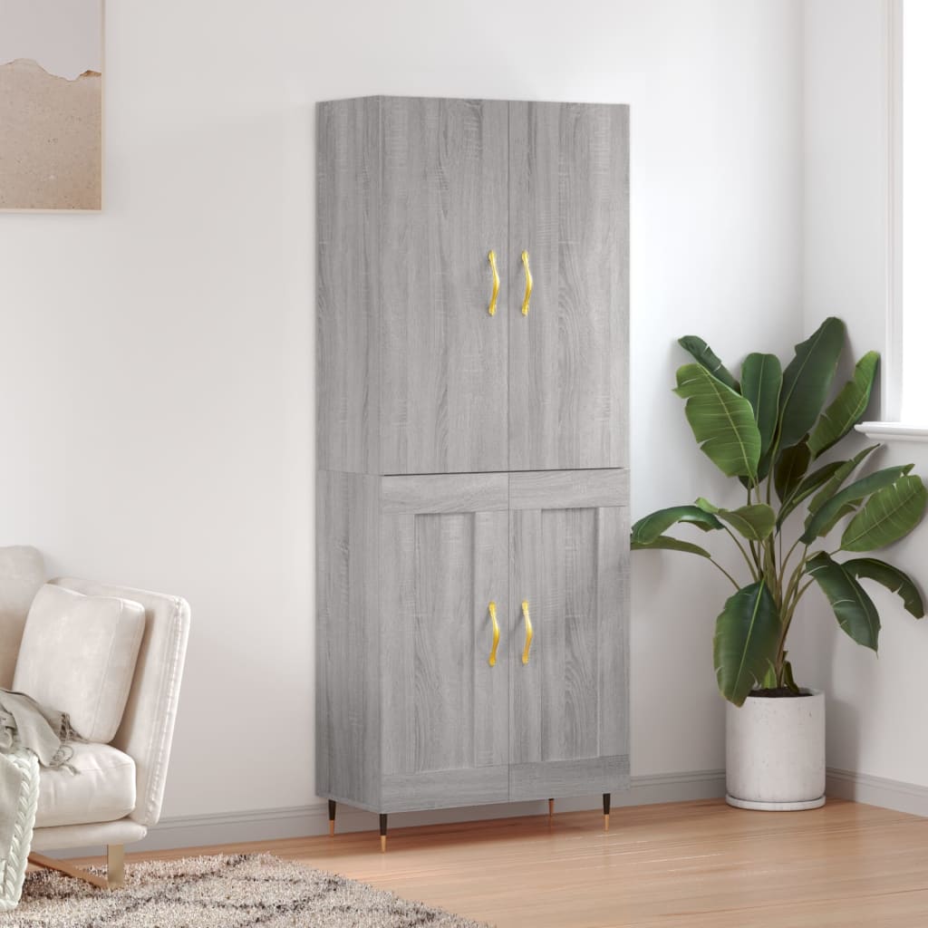 Highboard Grau Sonoma 69,5x34x180 cm Holzwerkstoff