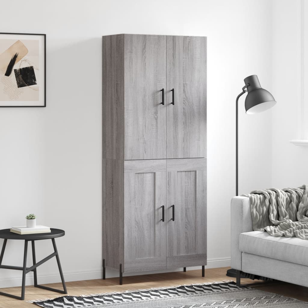 Highboard Grau Sonoma 69,5x34x180 cm Holzwerkstoff
