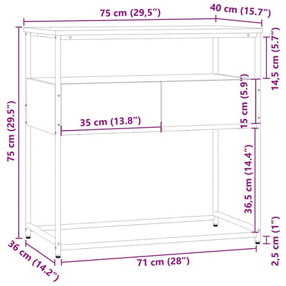 Konsolentisch Sonoma-Eiche 75 x 40 x 75 cm Holzwerkstoff