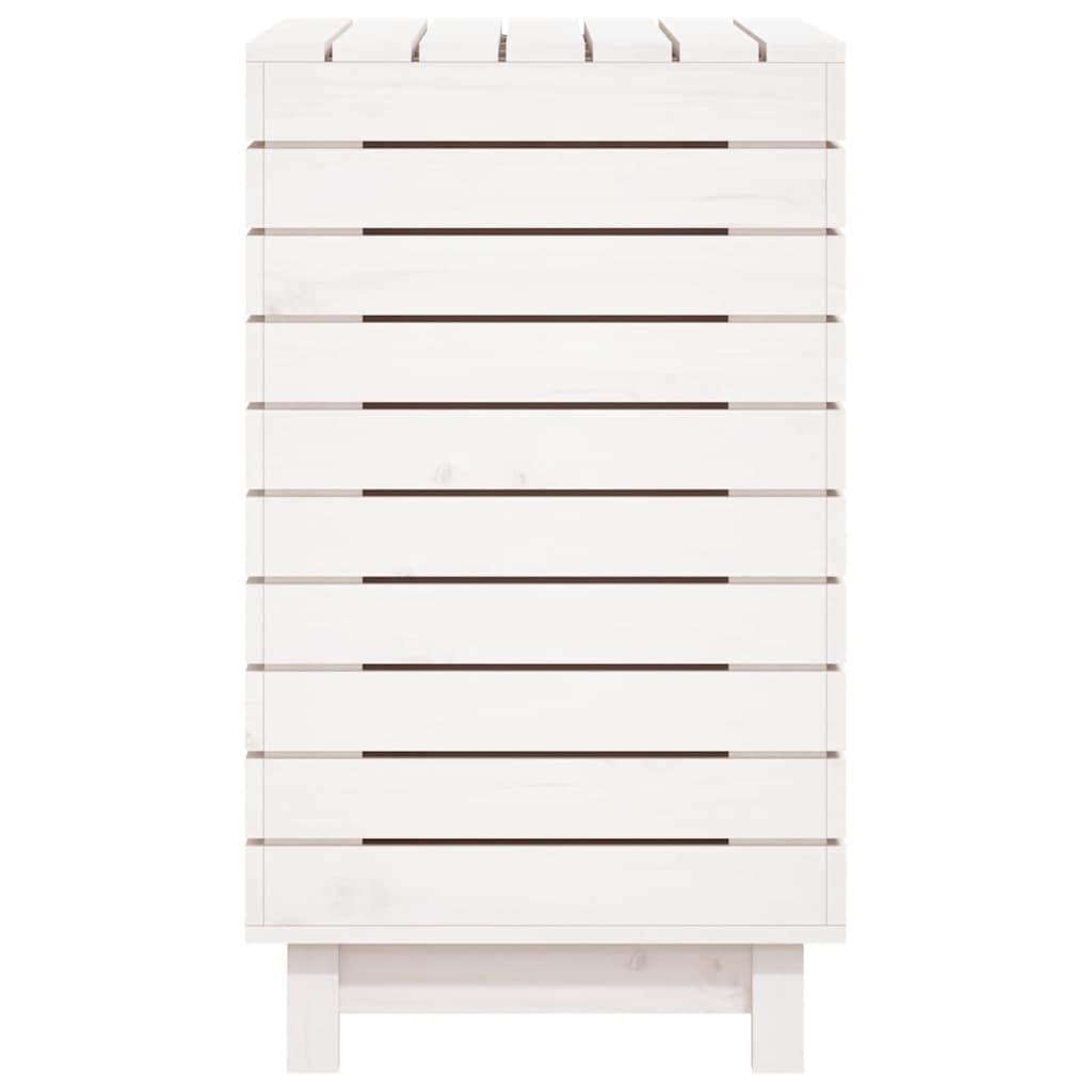 Wäschetruhe Weiß 88,5x44x76 cm Massivholz Kiefer