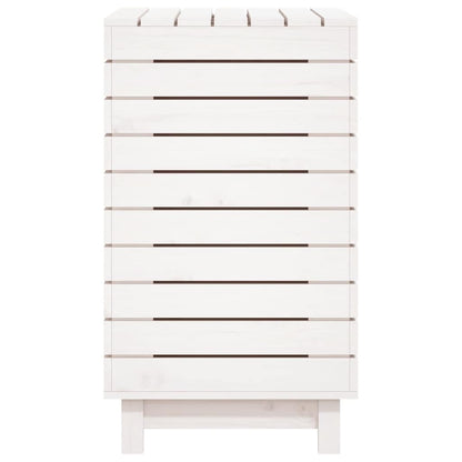 Wäschetruhe Weiß 88,5x44x76 cm Massivholz Kiefer