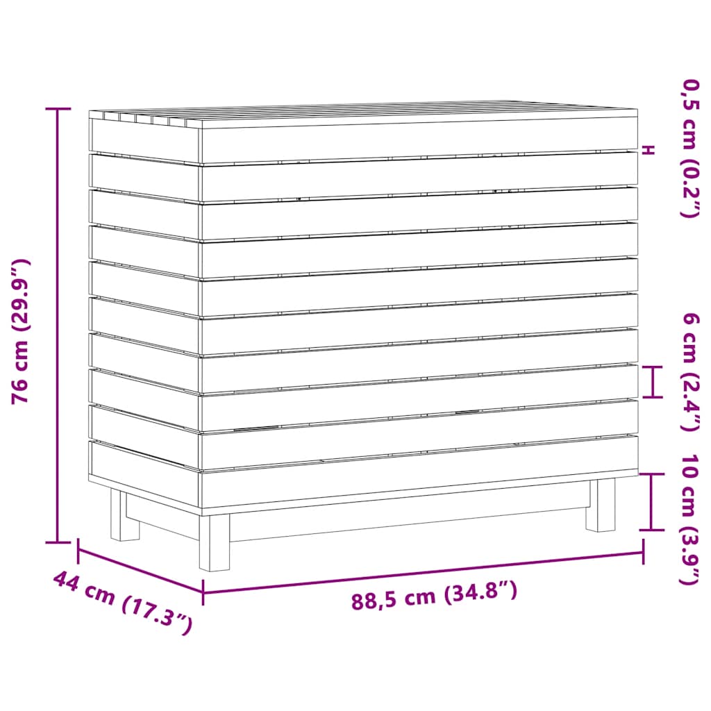 Wäschetruhe Weiß 88,5x44x76 cm Massivholz Kiefer