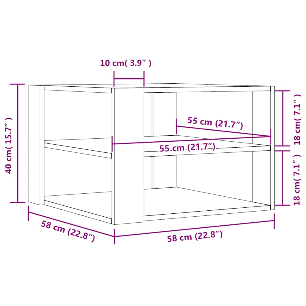 Couchtisch Räuchereiche 58x58x40 cm Holzwerkstoff