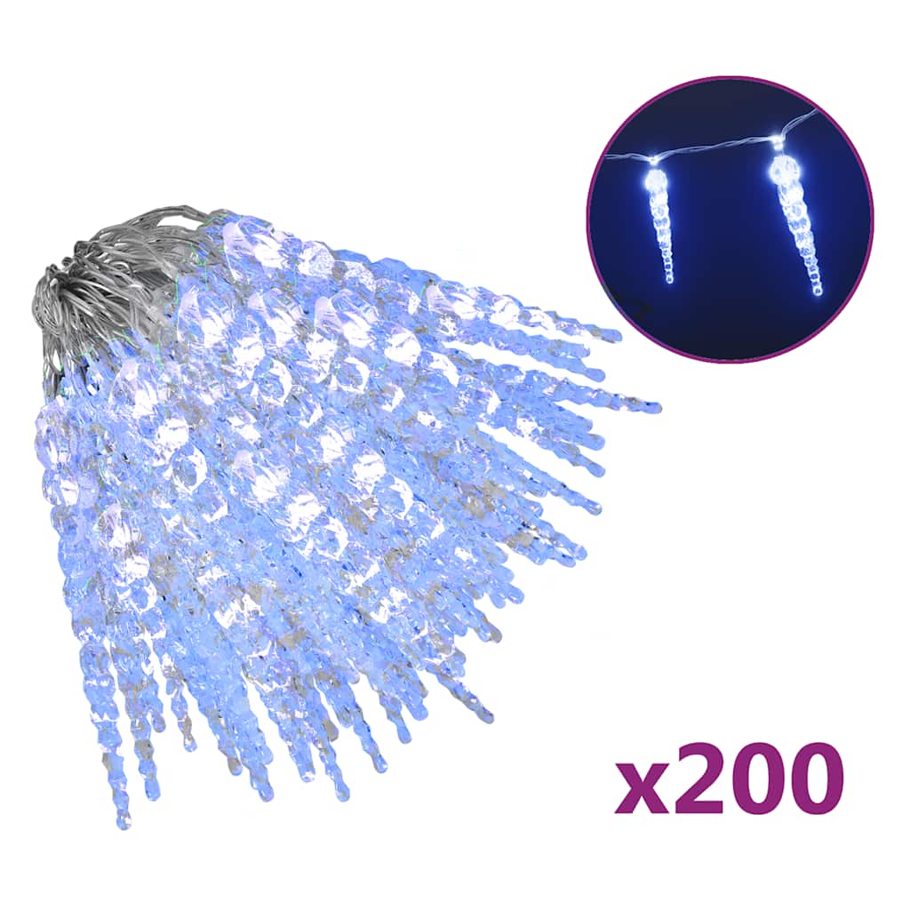 Eiszapfen-Lichterkette 200 LEDs Blau 20 m Acryl PVC