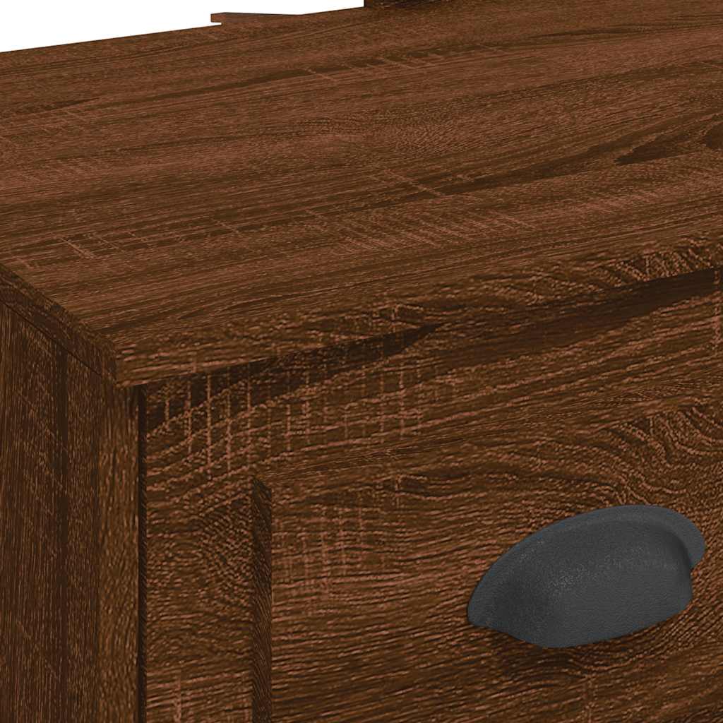 Schminktisch mit LED-Leuchten Braun Eichen-Optik 90x42x132,5 cm