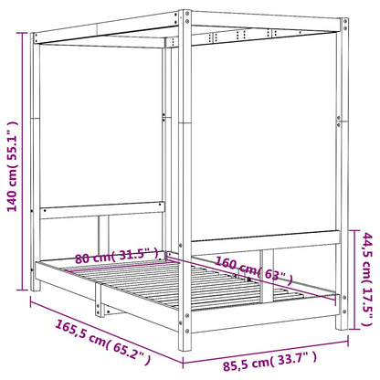 Kinderbett Weiß 80x160 cm Massivholz Kiefer