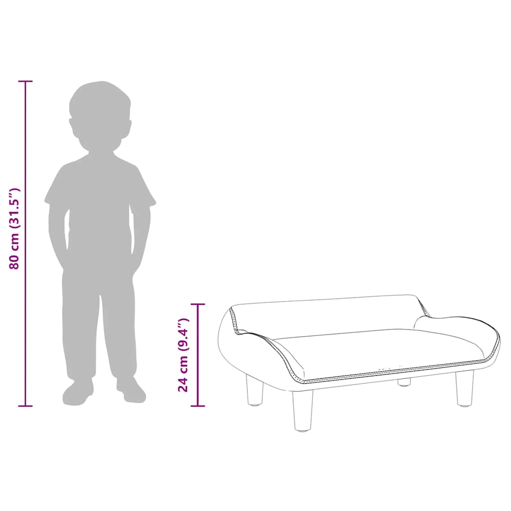 Kindersofa Dunkelgrau 70x40x24 cm Stoff