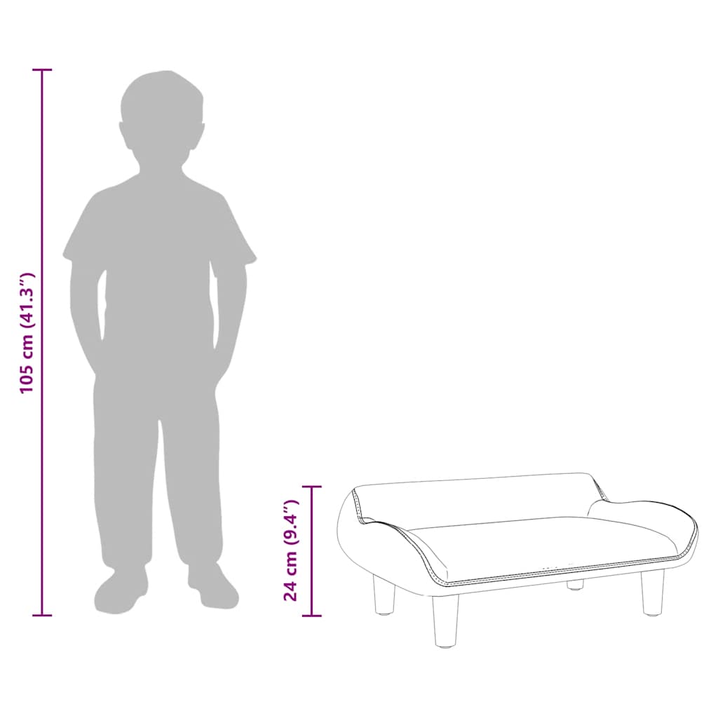 Kindersofa Braun 70x40x24 cm Samt