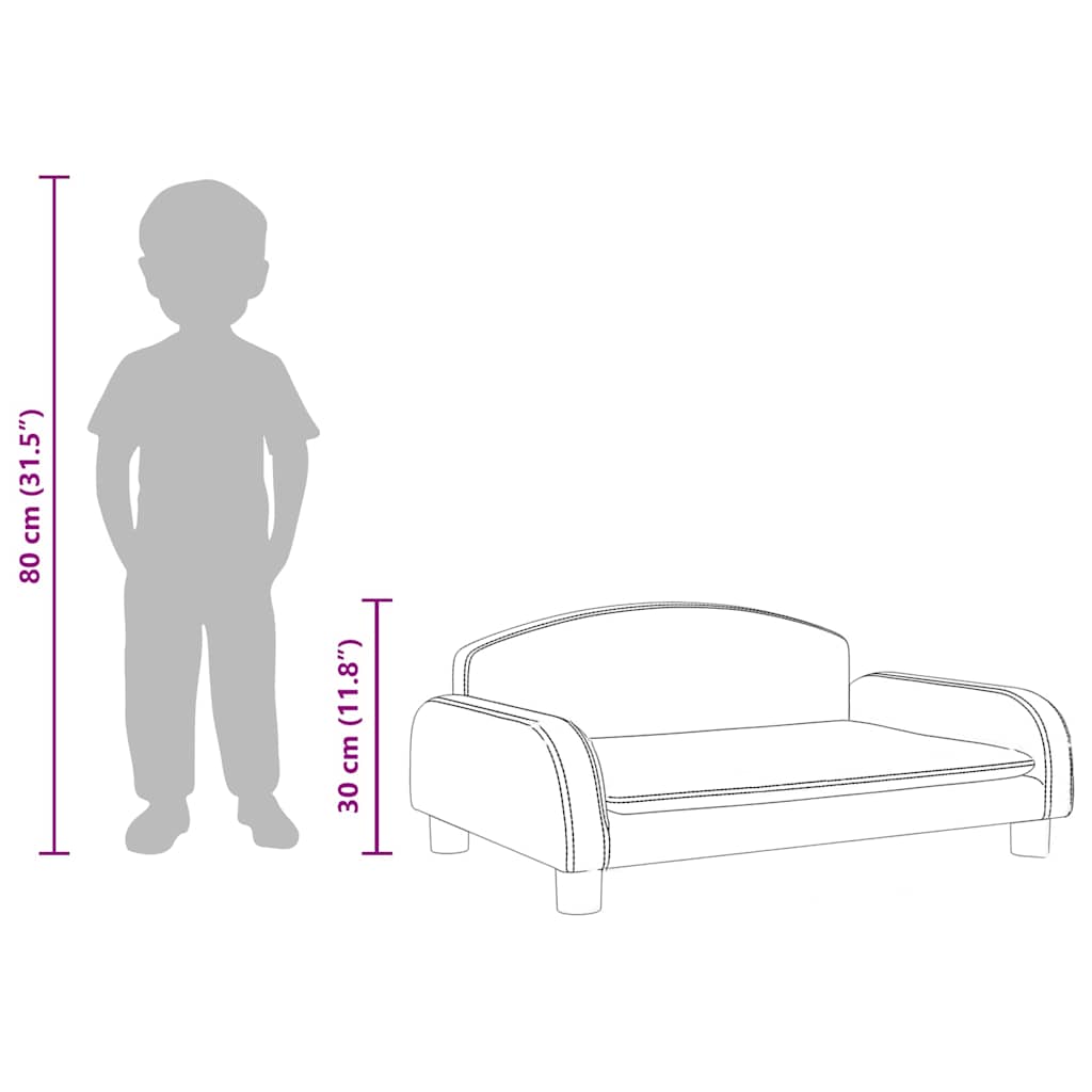 Kindersofa Schwarz 70x45x30 cm Kunstleder