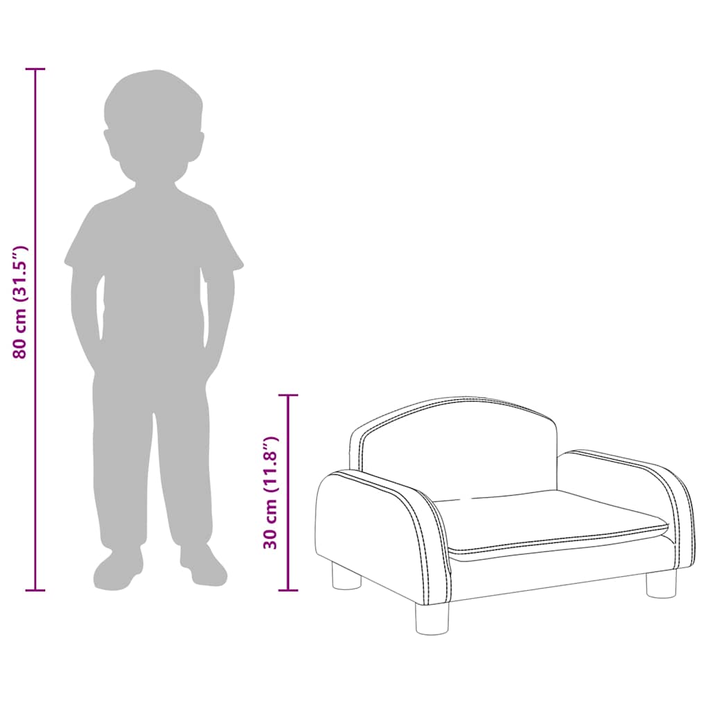 Kindersofa Grau 50x40x30 cm Kunstleder