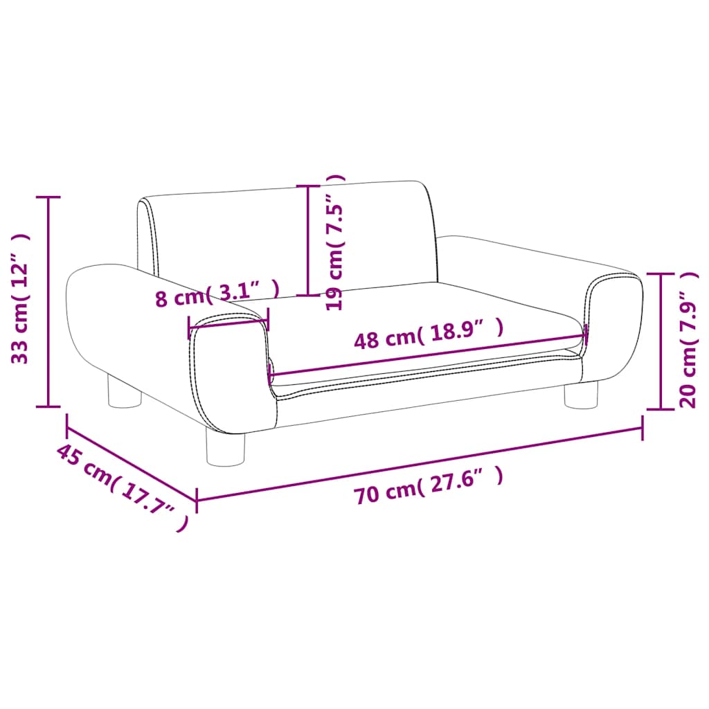 Kindersofa Braun 70x45x33 cm Samt