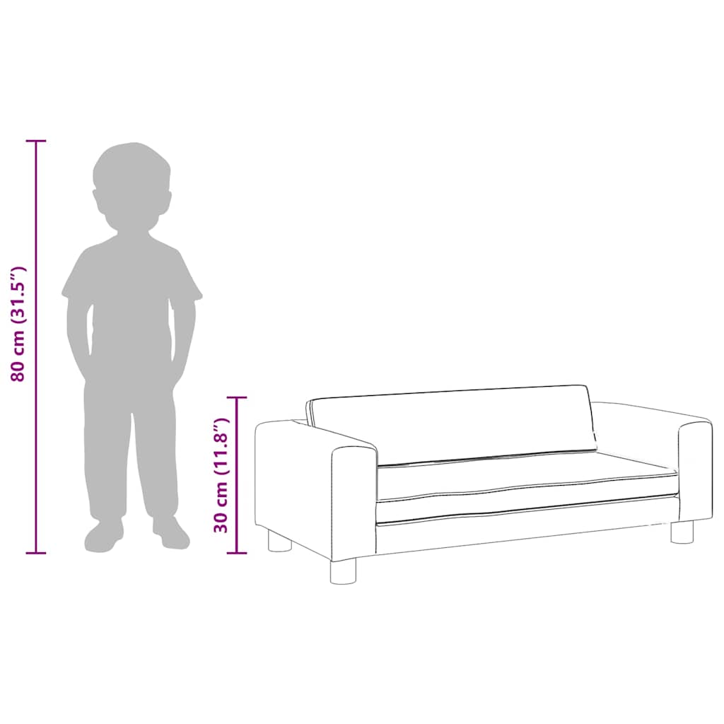 Kindersofa mit Hocker Blau 100x50x30 cm Samt