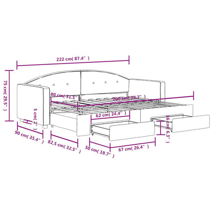 Tagesbett Ausziehbar mit Schubladen Gelb 80x200 cm Samt