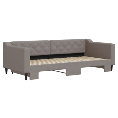 Tagesbett Ausziehbar Taupe 90x200 cm Stoff