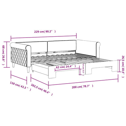 Tagesbett Ausziehbar Dunkelgrün 100x200 cm Samt