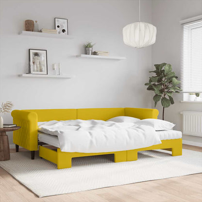Tagesbett Ausziehbar mit Matratzen Gelb 80x200 cm Samt