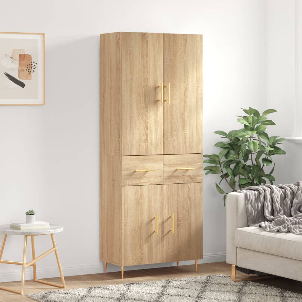 Highboard Sonoma-Eiche 69,5x34x180 cm Holzwerkstoff