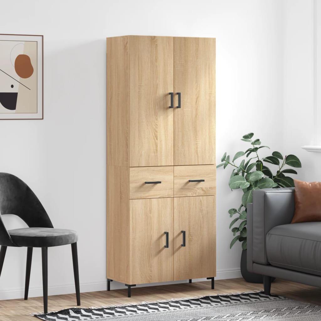 Highboard Sonoma-Eiche 69,5x34x180 cm Holzwerkstoff