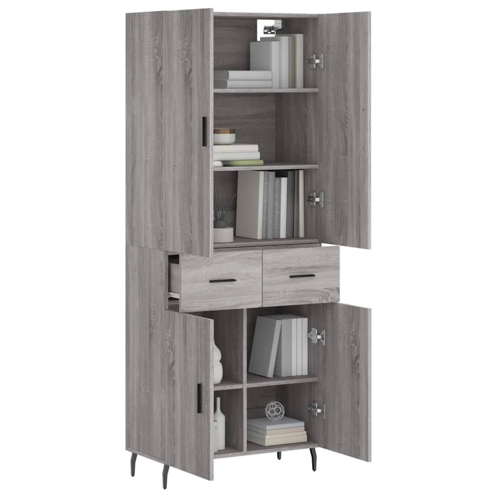 Highboard Grau Sonoma 69,5x34x180 cm Holzwerkstoff