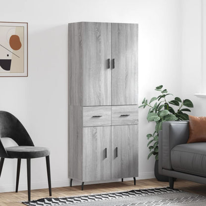 Highboard Grau Sonoma 69,5x34x180 cm Holzwerkstoff