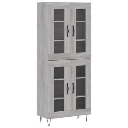 Highboard Grau Sonoma 69,5x34x180 cm Holzwerkstoff