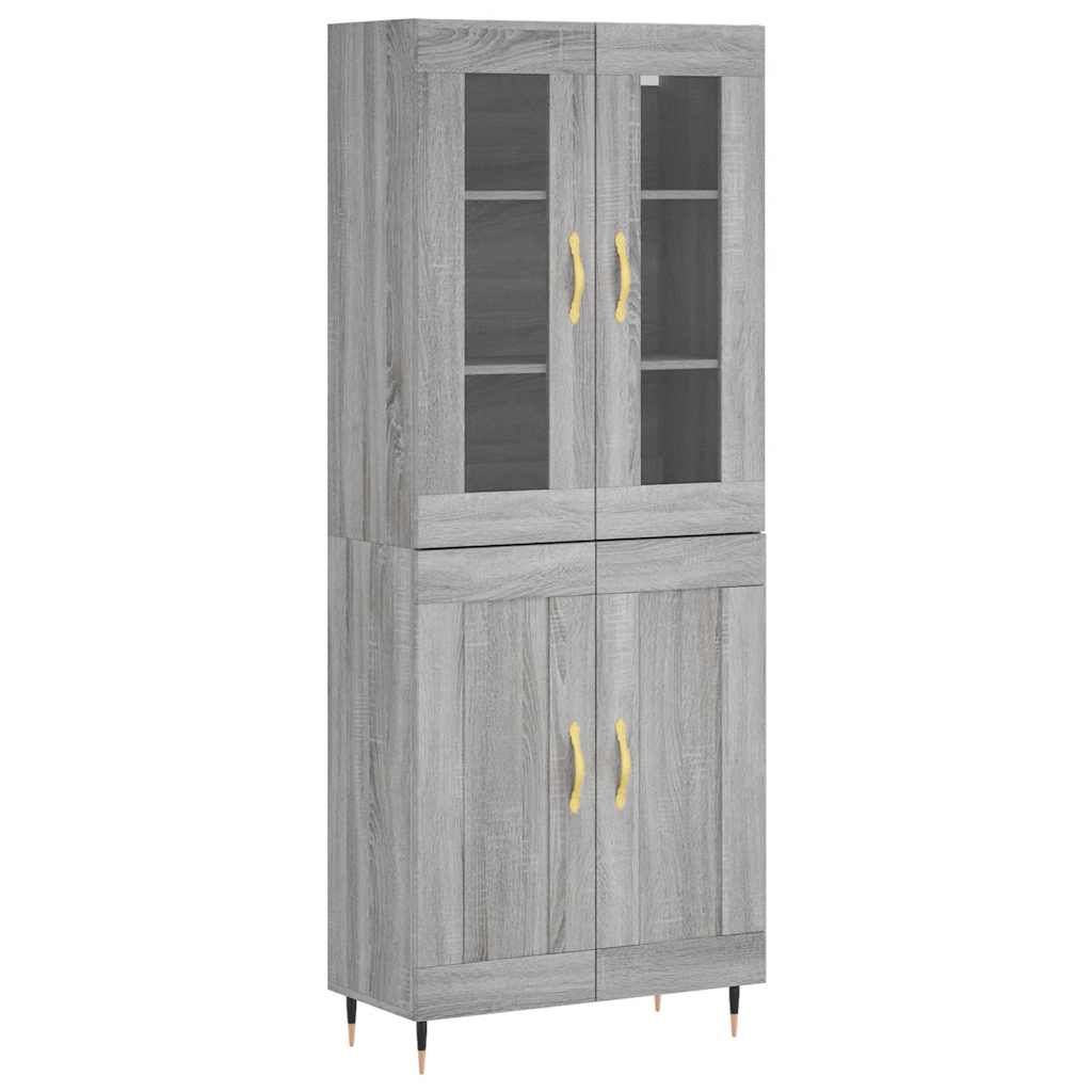 Highboard Grau Sonoma 69,5x34x180 cm Holzwerkstoff