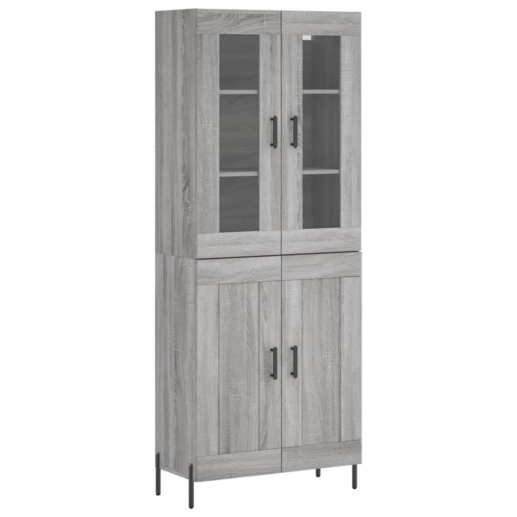 Highboard Grau Sonoma 69,5x34x180 cm Holzwerkstoff